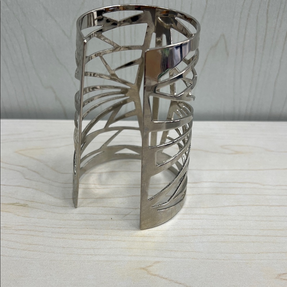 Silver Geometric Cuff Bracelet - Picture 3 of 5